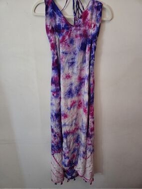 Tie-Dye Maxi Halter Dress in Purple & Pink